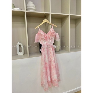 Đầm tơ hồng anh đào Peach blossom [Hình shop tự chụp] [KURO Premium]