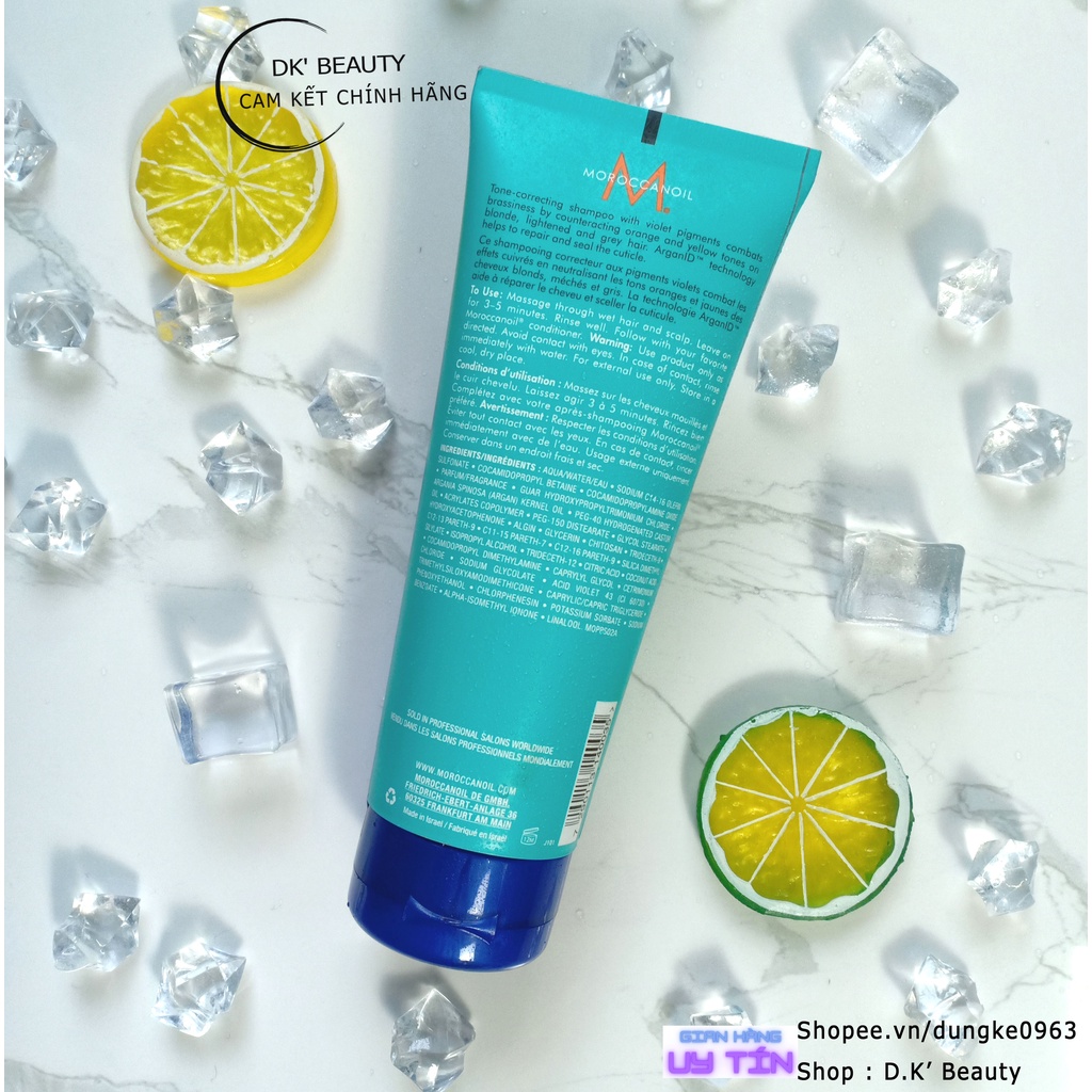 Dầu Gội Tím Khử Vàng Moroccanoil Giúp Tóc Bóng Sáng Hợp Tóc Màu Xám - Blonde Perfecting Purple Shampoo