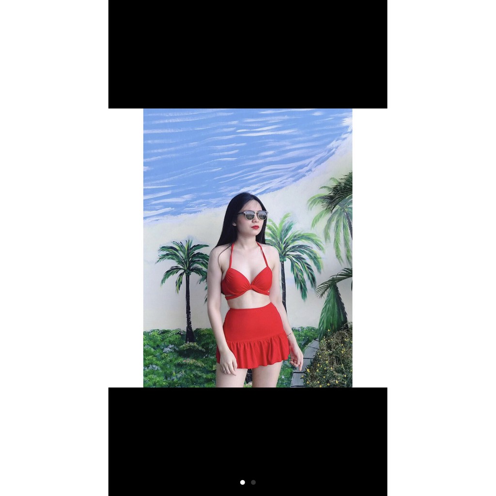 Bikini, Đồ Bơi Đi Biển Hai Mảnh Gọng Chéo Chân Váy Đỏ Secxy AG0630 ODERI | BigBuy360 - bigbuy360.vn