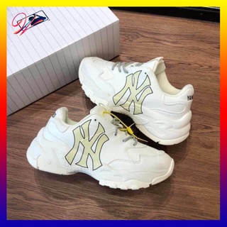 Giày M.L.B da trắng chữ NY vàng in 3D