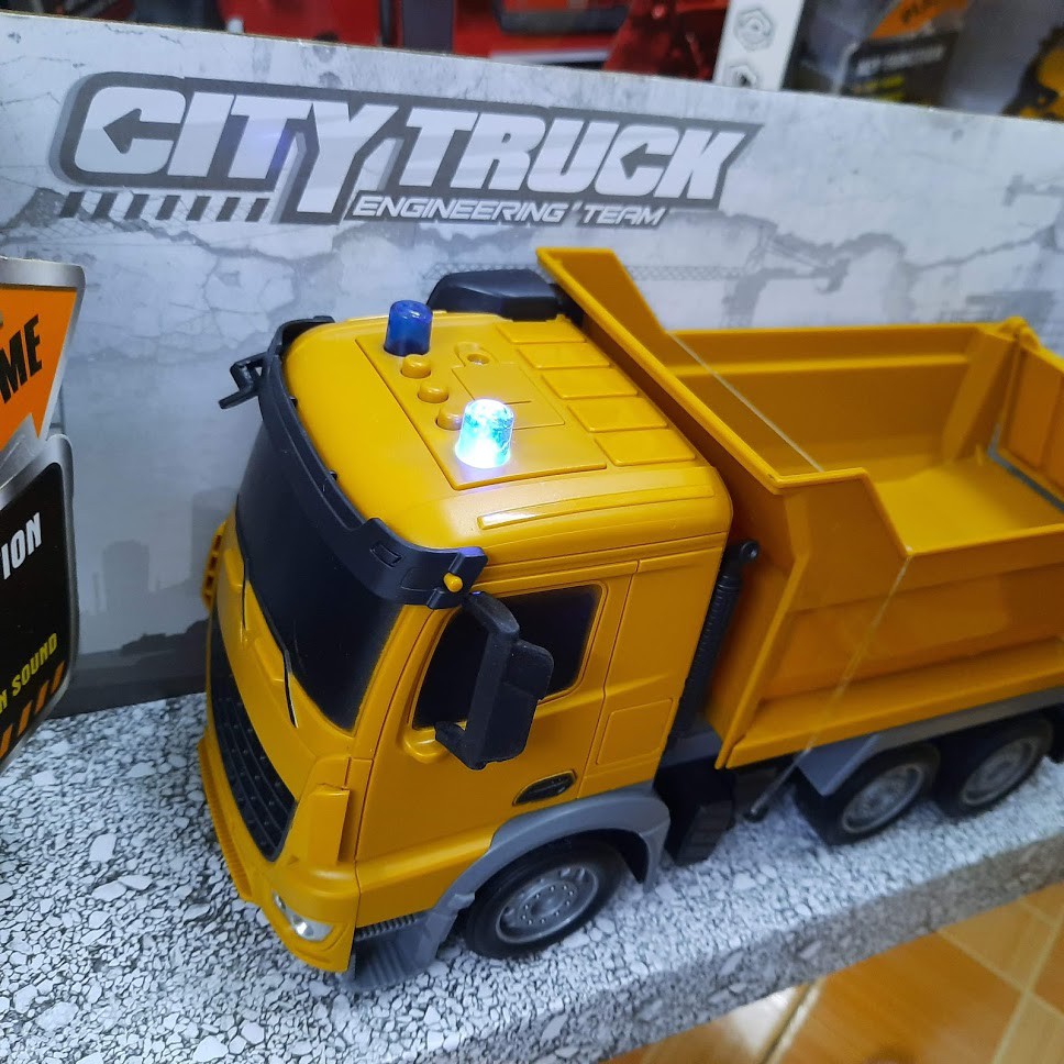 Xe ô tô tải chở hàng / xe bê tông có âm thanh và đèn đồ chơi trẻ em mô hình tỉ lệ 1:24 bằng nhựa cao cấp