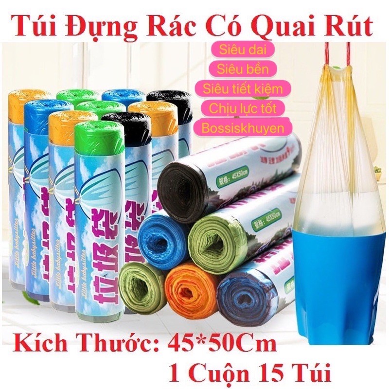 [HÀNG CAO CẤP] TÚI RÁC TỰ PHÂN HUỶ - CÓ DÂY RÚT TIỆN DỤNG - SIÊU DAI,SIÊU BỀN, CHỐNG RÒ RỈ, ĐỰNG RÁC