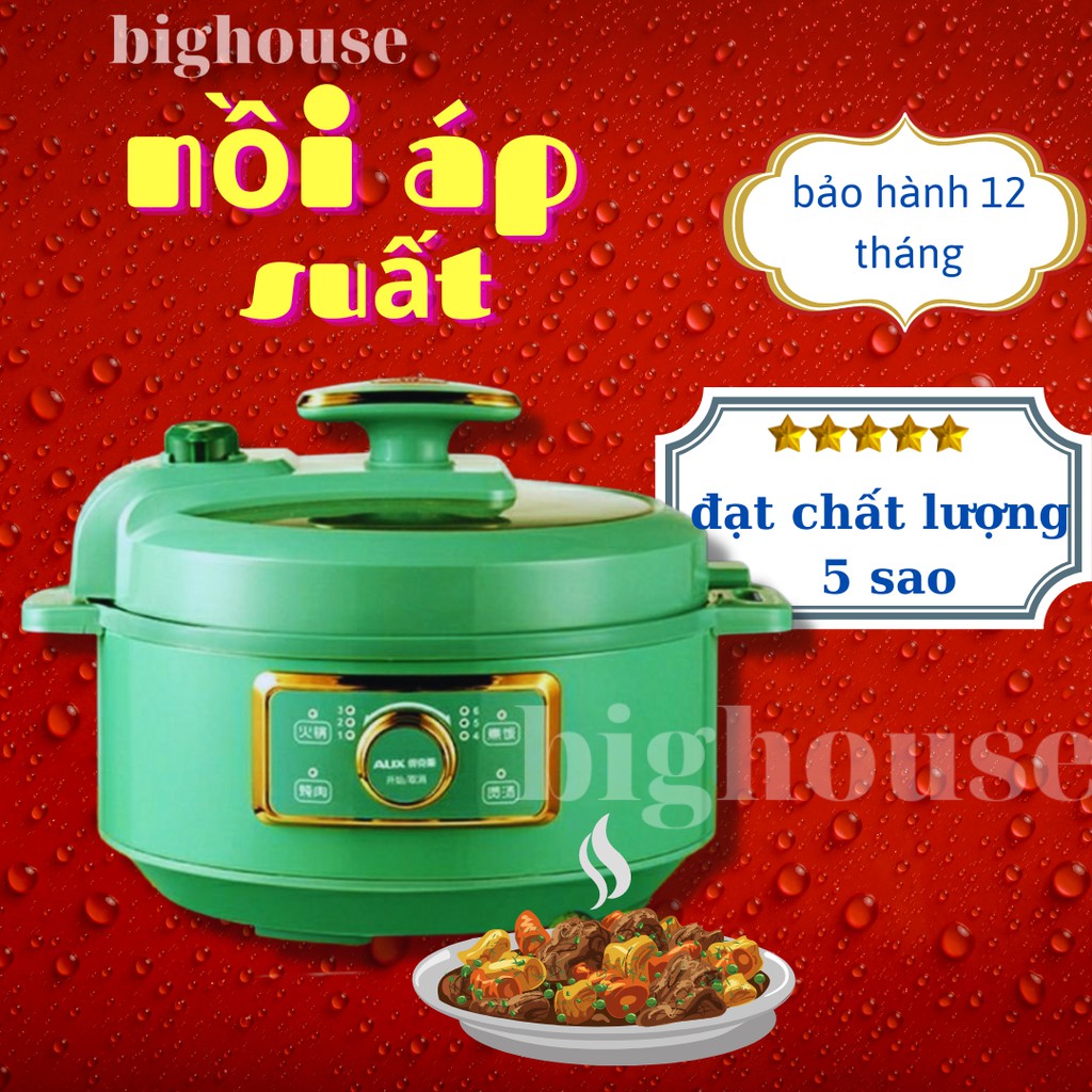 Nồi Áp Suất Điện Đa Năng AUX Dung Tích 3L Nấu Lẩu, Nướng, Hầm Cháo, Hầm Xương Củ Quả, Hầm Thịt