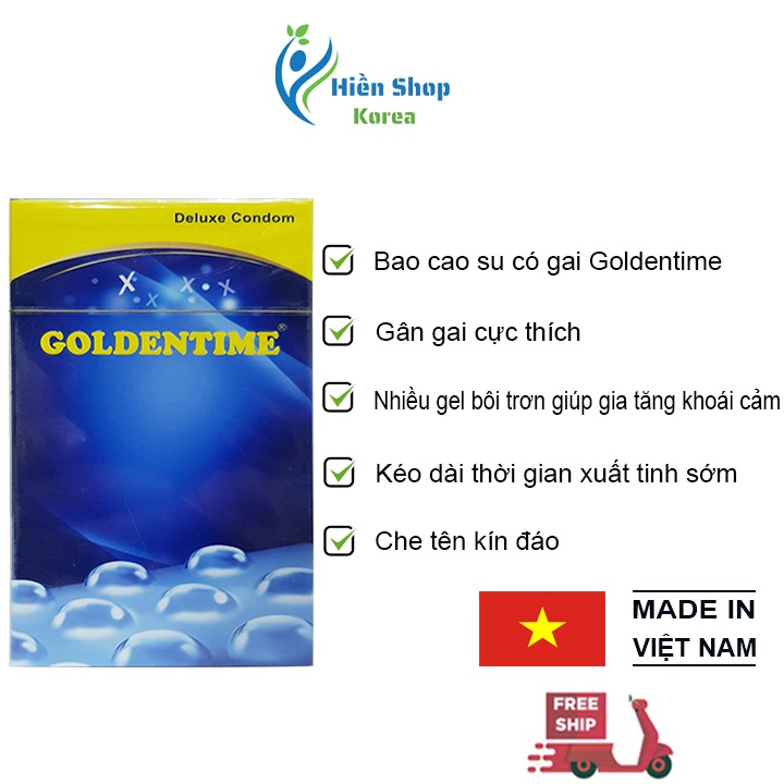 Bao cao su gai Goldentime nhiều gel bôi trơn kéo dài thời gian chống xuất tinh sớm