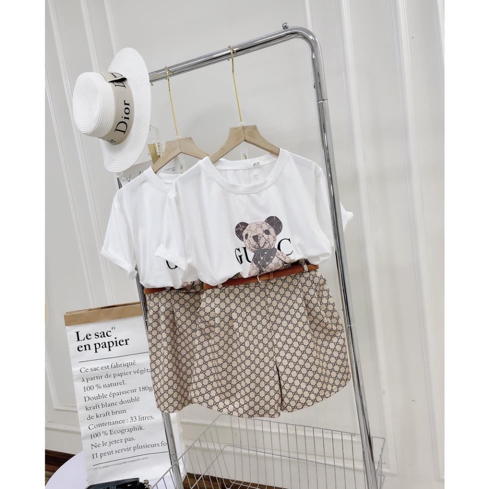 [ 𝐅𝐑𝐄𝐄 𝐒𝐇𝐈𝐏 ] SÉT ÁO PHÔNG QUẦN CHỮ KEM ĐAI THẮT EO