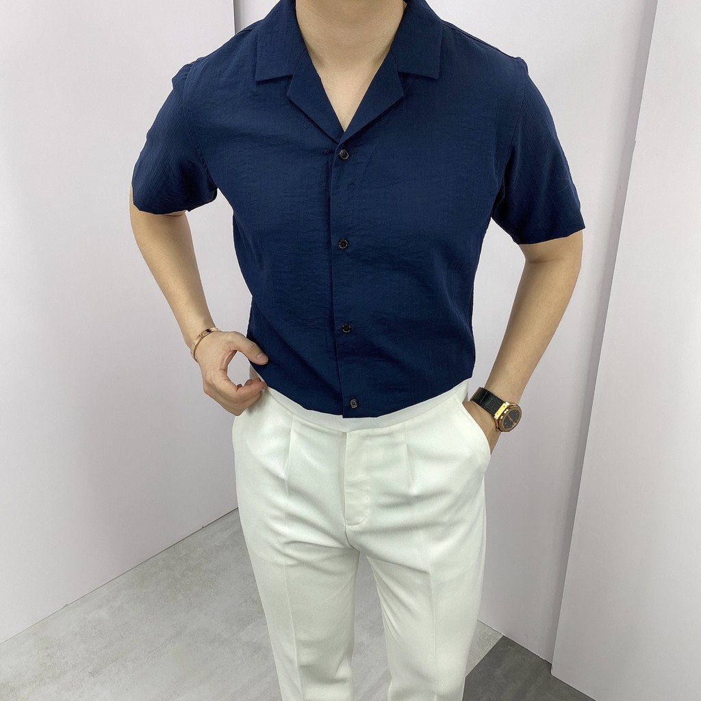 Áo Sơ Mi Nam Trơn Cộc Tay BANANA HOMME Chất vải Linen thoáng mát, không nhăn, Cao Cấp 2021 | BigBuy360 - bigbuy360.vn