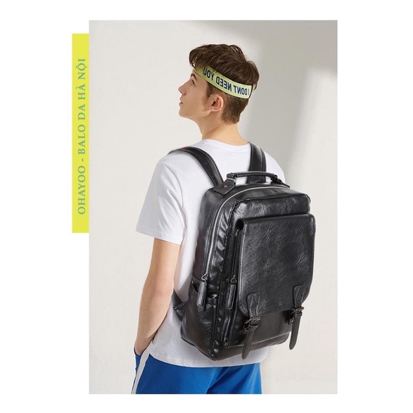 Balo da nam nữ chất liệu da PU cao cấp Hàn Quốc chống nước laptop 15,6 inch |𝑶𝒉𝒂𝒚𝒐𝒐- 𝑩𝒂𝒍𝒐 𝒅𝒂 𝑯𝒂̀ 𝑵𝒐̣̂𝒊