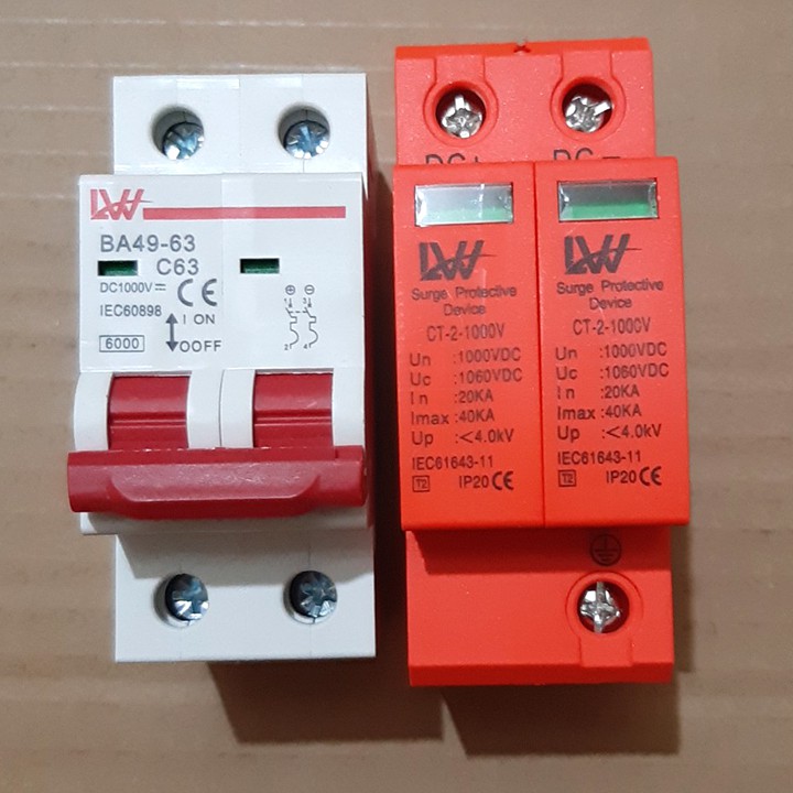 CHỐNG SÉT DC 1000V VÀ APTOMAT DC 1000V 16A, 20A, 25A, 32A, 40A , 63A