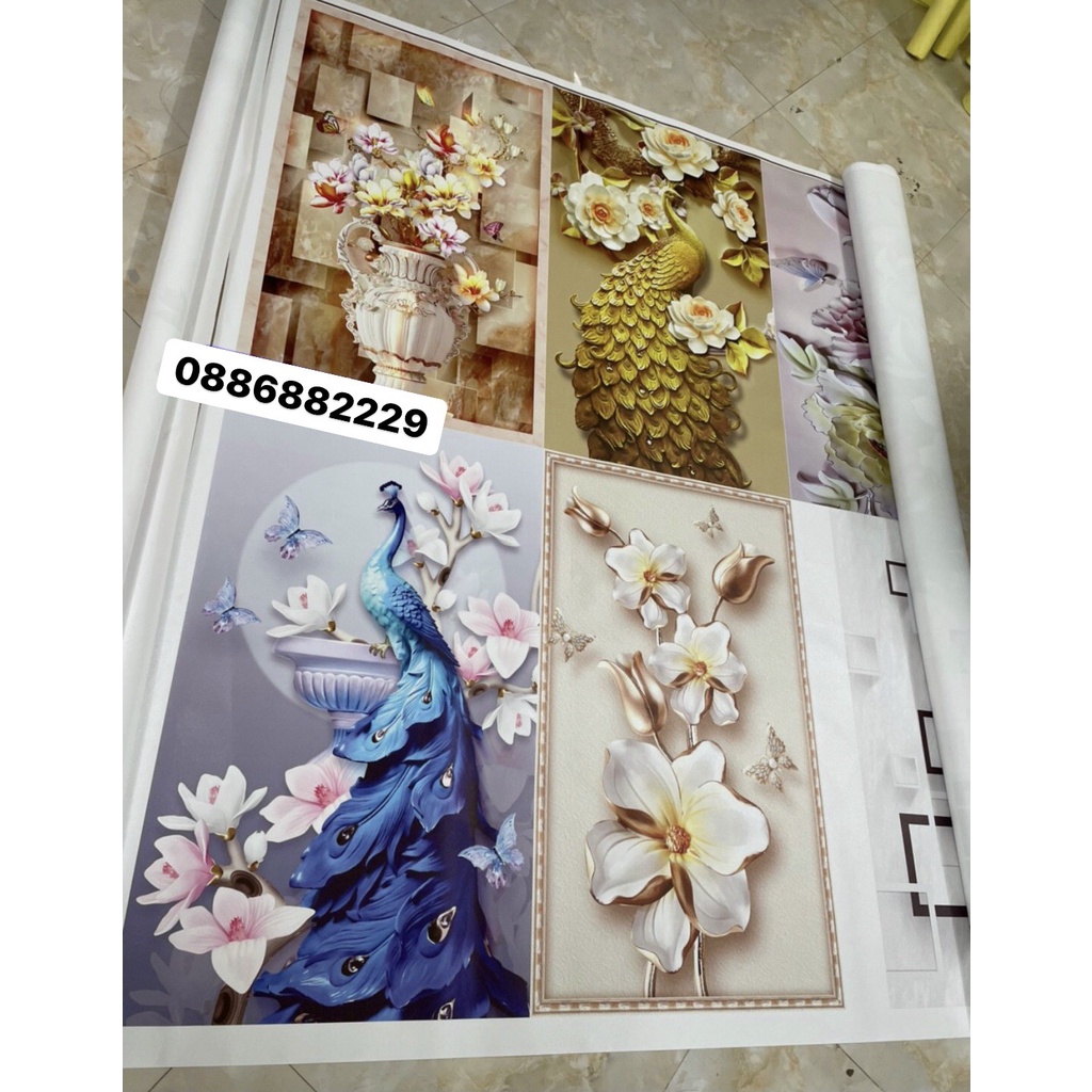 Tranh Dán Tường 3D Lọ Hoa, Tranh Decal 3D các mẫu hoa đẹp