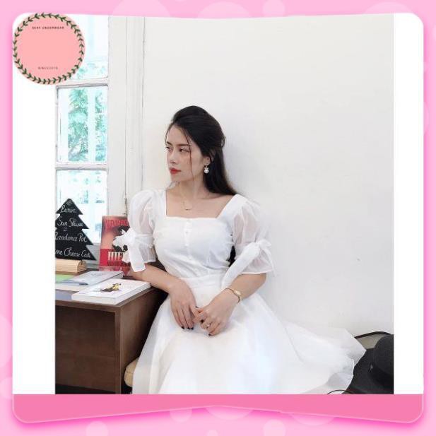 Đầm Nữ, Đầm trắng dự tiệc tay nơ xinh xắn V | BigBuy360 - bigbuy360.vn