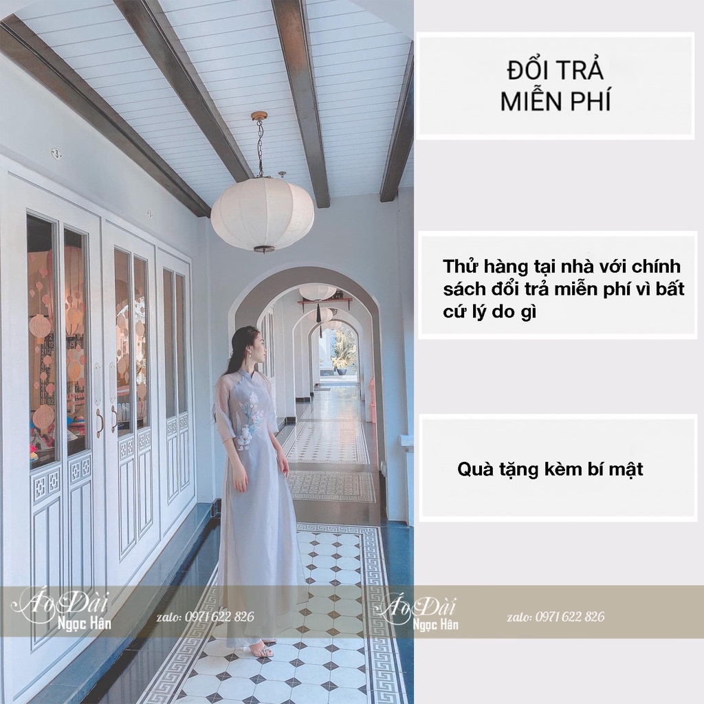 Áo Dài Cách Tân Nữ 4 Tà Cổ Vuông Tay Ngắn A13