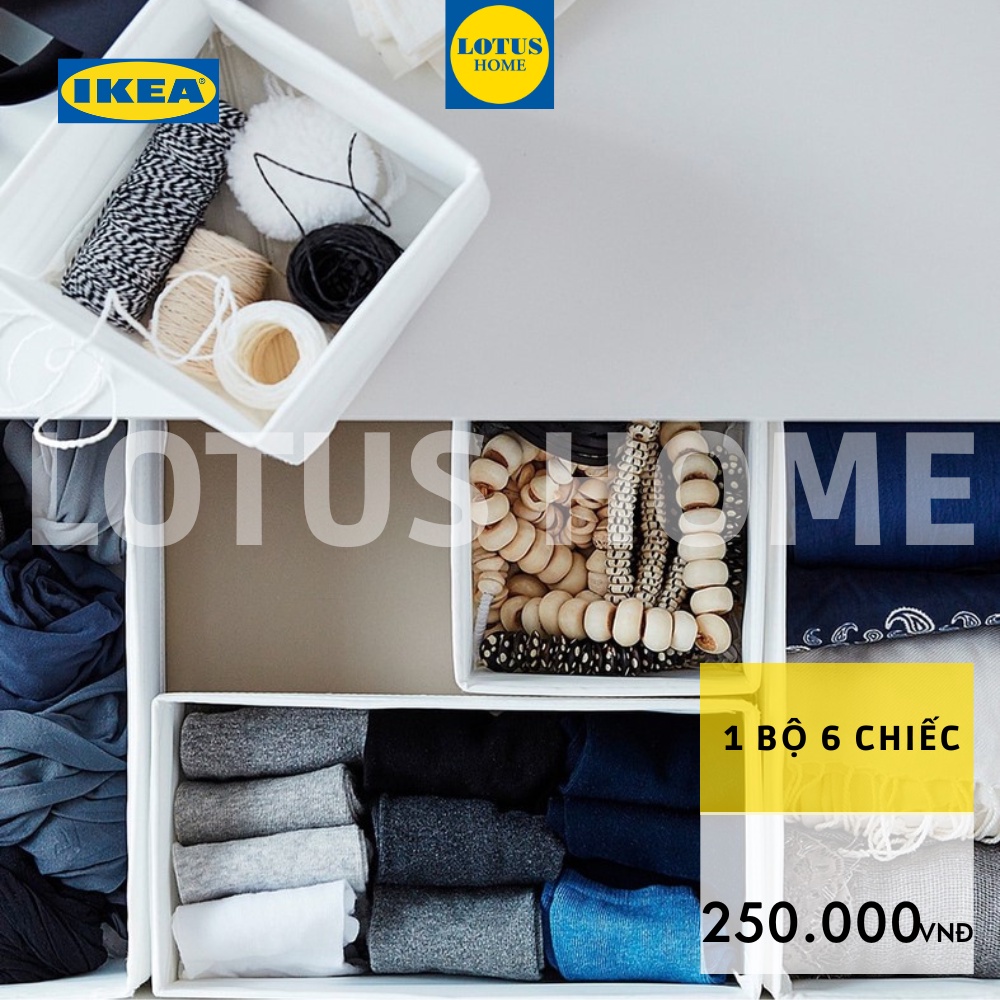 IKEA Bộ 6 hộp vải chia ngăn sắp xếp tủ quẩn áo IKEA Skubb - trắng
