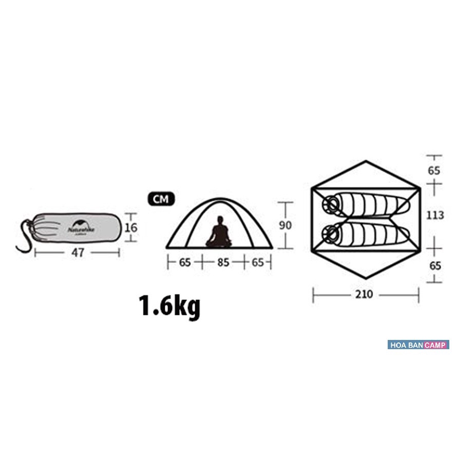 Lều 2 Người NatureHike VIK Series NH19ZP003-1