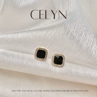 Hoa tai,bông tai nữ vuông đính đá Celyn accessories