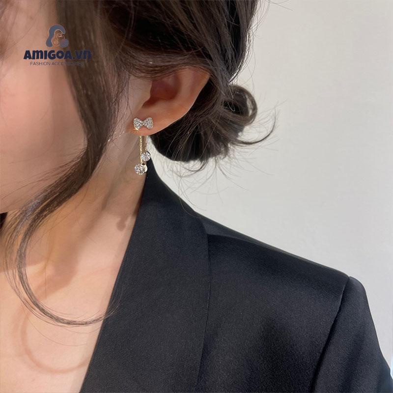 ✨✨Bông Tai Dài Hình Ngôi Sao/Nơ Đính Đá Thời Trang Đơn Giản Phong Cách Hàn Quốc Cho Nữ