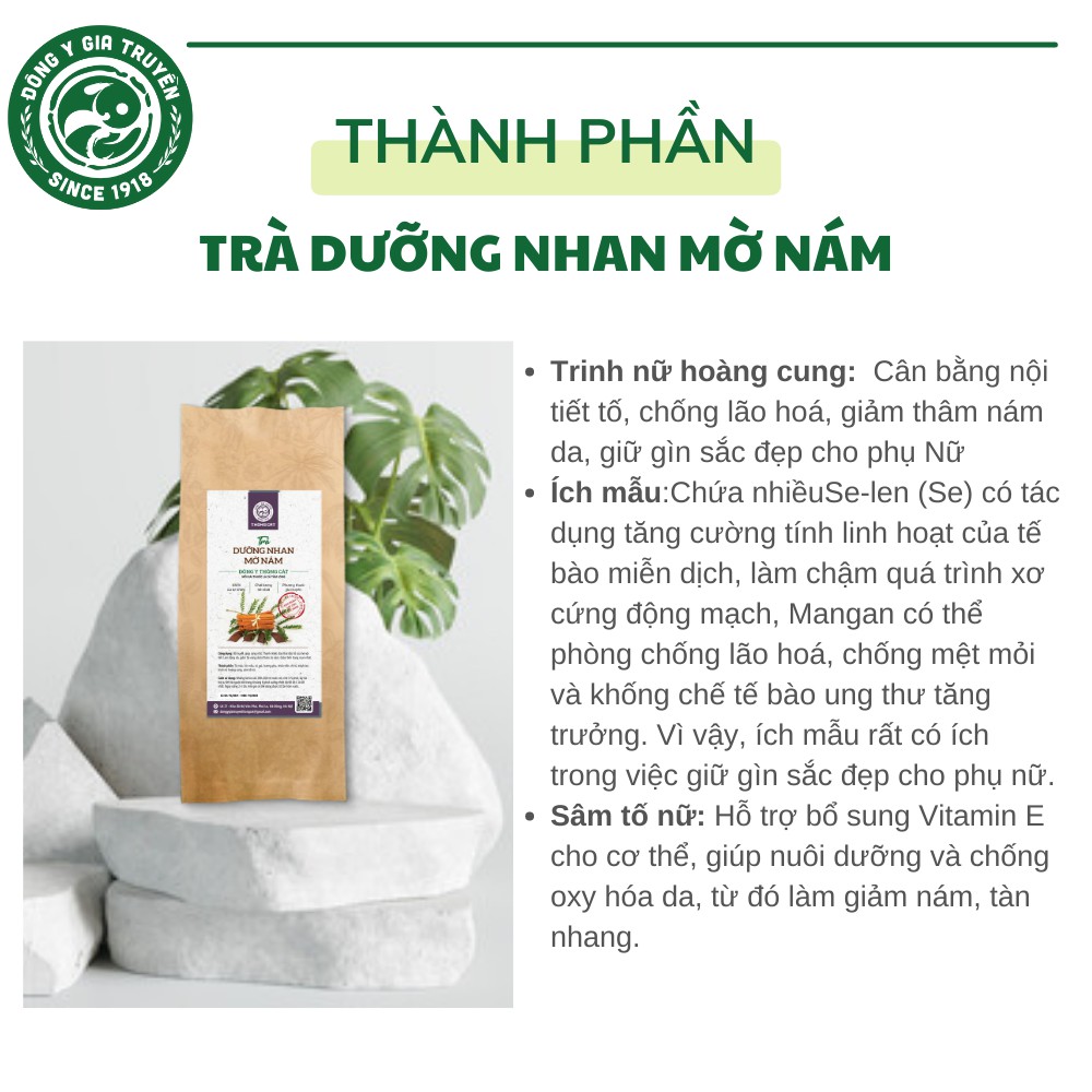 Trà dưỡng nhan mờ nám thảo mộc túi lọc_Cân bằng nội tiết tố nữ, làm đẹp da Đông y gia truyền Thông Cát (Since 1918)