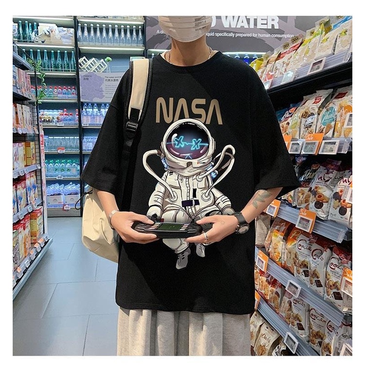 Áo Thun Tay Lỡ HY KOREA In Hình NASA TLLC46 Phom Rộng Unisex nam nữ 45-80kg