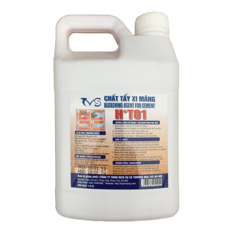 2 CAN Tẩy Xi Măng HT01 1,8Lít,chất tẩy xi măng Siêu Sạch,tẩy xi măng+Tặng pét chà để sử dụng sản phẩm