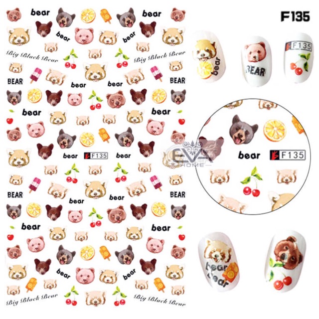 STICKER DÁN MÓNG TAY HÌNH GẤU DỄ THƯƠNG TOPIC OF CUTE BEAR