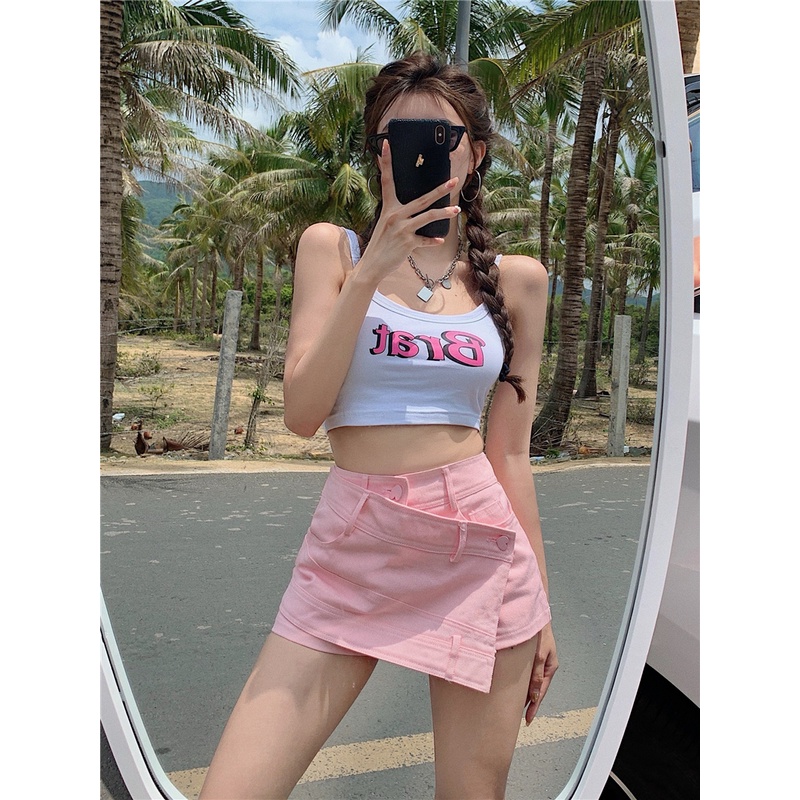 Chân váy jean A, phong cách Hàn Quốc trẻ trung, hàng taobao có sẵn (hình thật trải sàn)