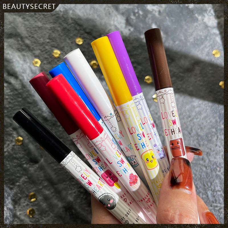 (Hàng Mới Về) Set 8 Bút Kẻ Mắt Dạng Lỏng Màu Neon Trắng Chống Thấm Nước Không Bị Nhòe Guicami