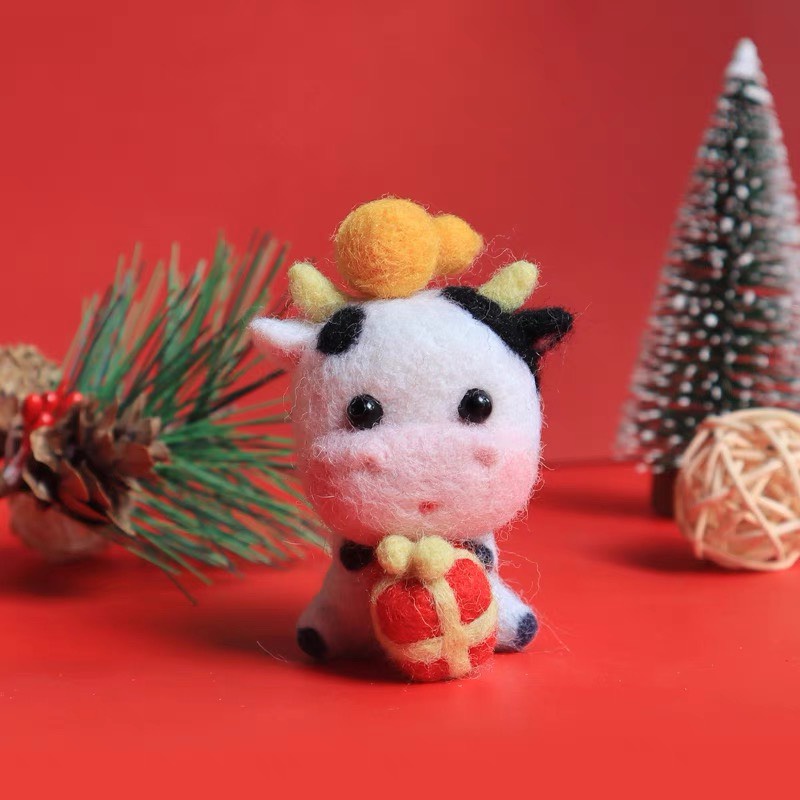Len Chọc Handmade, Bộ Kit Len Chọc Bò Con No Sữa