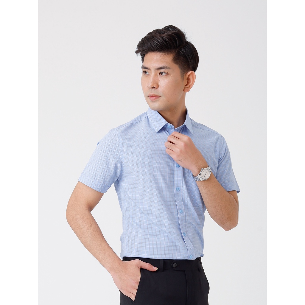 Áo Sơ Mi Nam Ngắn Tay Cao Cấp Zakado, Kẻ Ô Tinh Tế, Kiểu Dáng Thanh Lịch, Chất Liệu Cao Cấp, Mềm Nhẹ