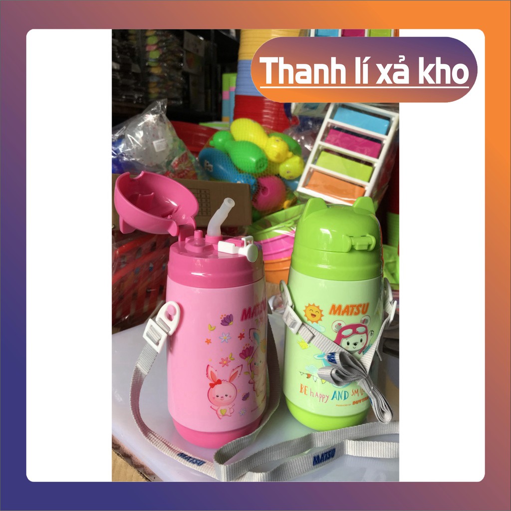 Bình Nước Học Sinh 𝑭𝑹𝑬𝑬𝑺𝑯𝑰𝑷 Bình Nước Giữ Nhiệt Matsu Duy Tân Có Ống Hút