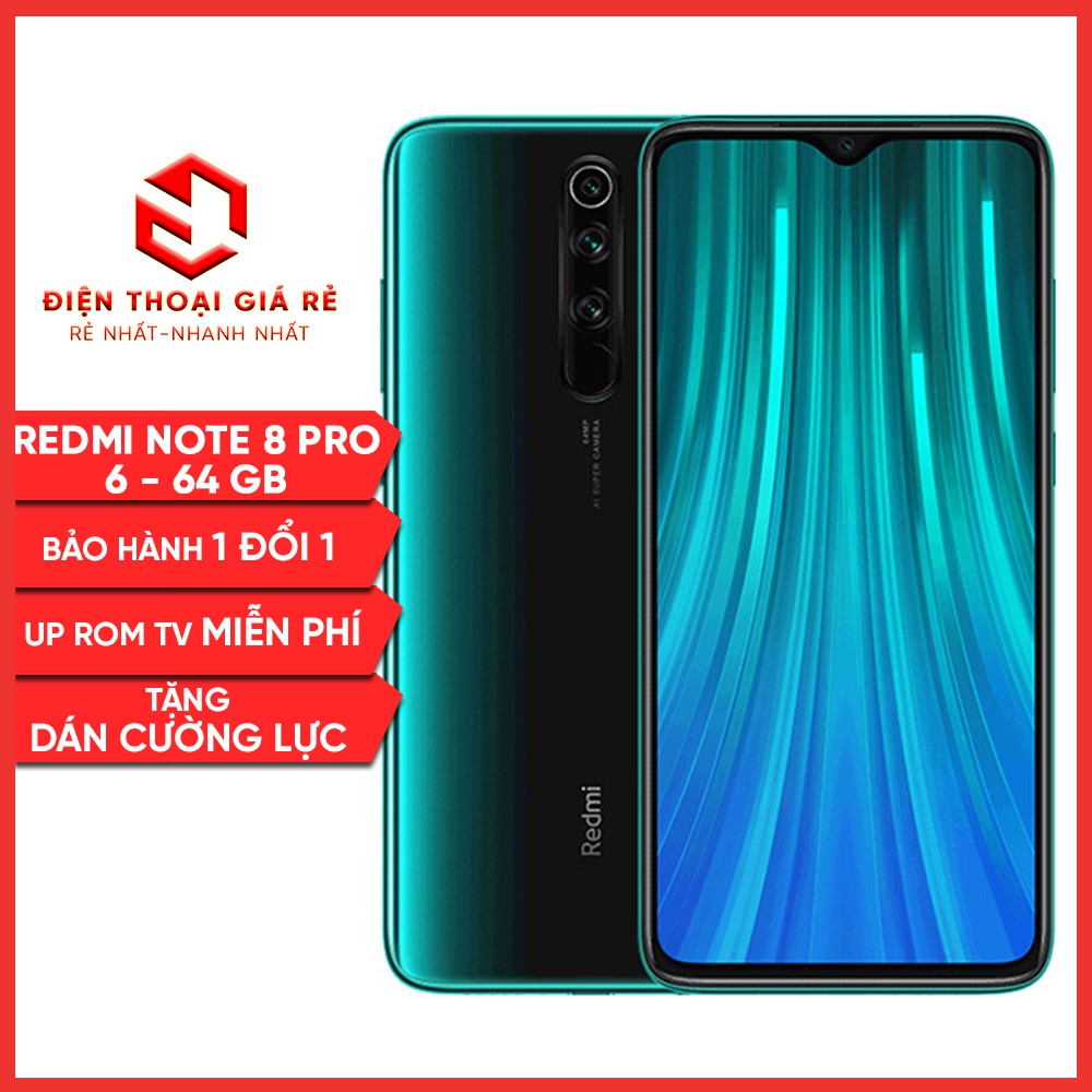 Điện thoại Xiaomi Redmi Note 8 Pro-RAM 6-64GB, 6-128GB -[Giá rẻ, BH trong 3th-Tặng DCL]