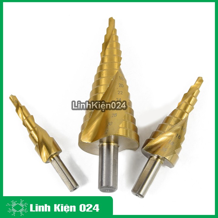 Bộ 3 Mũi Khoan Sắt Hình Nón Chất Lượng Cực Cao Phủ TITANIUM (Mũi Khoan Bước)