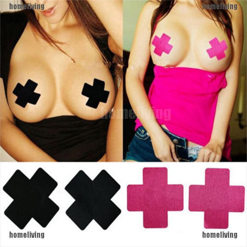 1 Cặp Núm Ti Giả In Chữ Thập / X Pasties Màu Đen Quyến Rũ Hợp Thời Trang