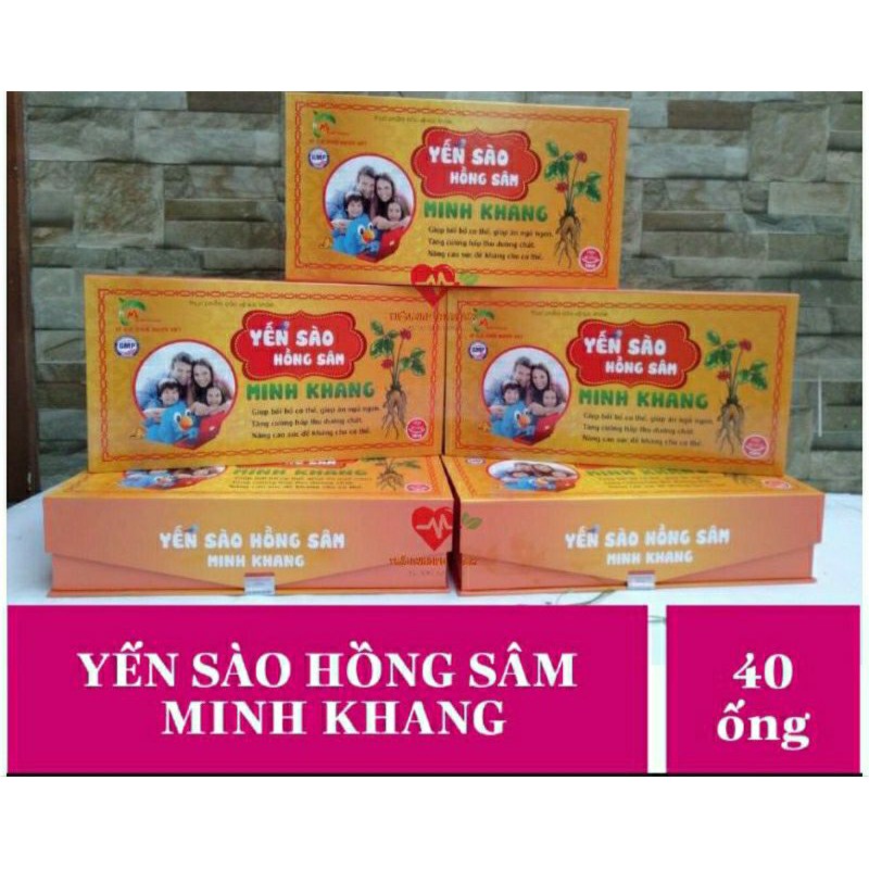 [Hộp 40 ống]Yến sào hồng sâm Minh khang_hộp lớn tặng quà cho bé