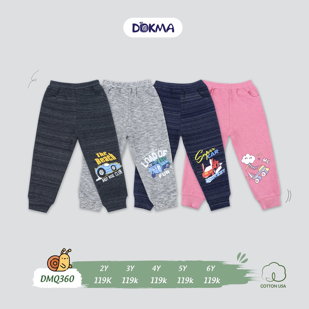 (2-6y) Quần dài bo ống vải cotton dày vừa DMQ360 - DOKMA