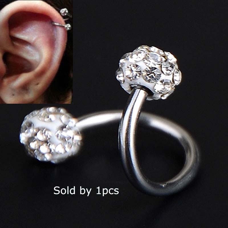 Bông tai xoắn ốc bằng thép không gỉ cao cấp 16g
