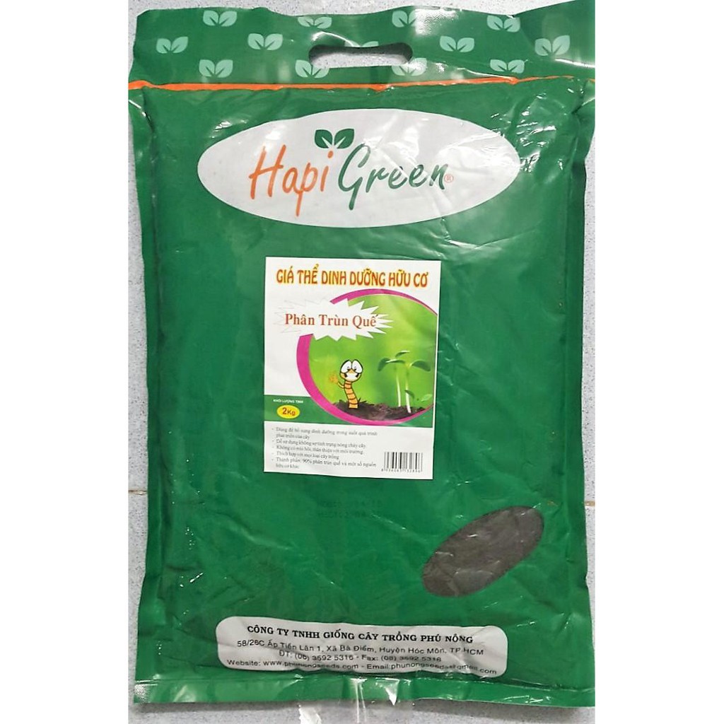 Giá Thể Dinh Dưỡng Hữu Cơ PHÂN TRÙN QUẾ Hapi Green Phú Nông - 2kg