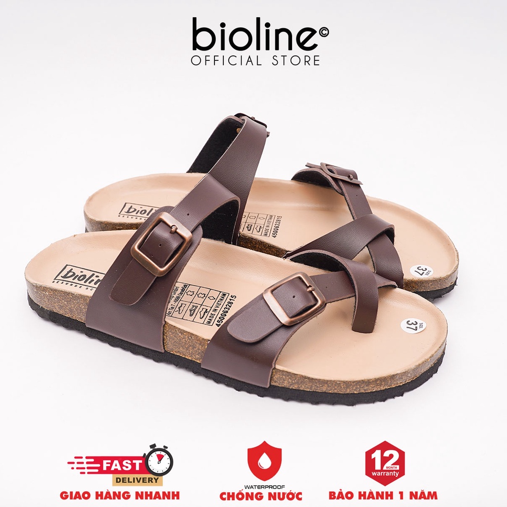 PUK06-CHỐNG NƯỚC - Dép đế trấu Birken chính hãng Bioline nam nữ Unisex, xỏ ngón, da PU cao cấp, dép công sở