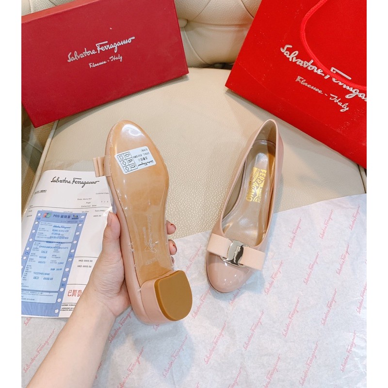 Giày búp bê svt phối nơ gót vuông spsl fullbox bill túi giấy