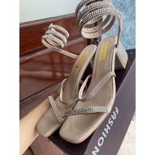 [sẵn be 39] sandal đính đá quai xoắn