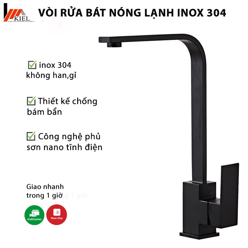 Vòi rửa chén (bát ) nóng lạnh inox 304  phun sơn tĩnh điện công nghệ nano đen  cao cấp đảm bảo không han ,gỉ .