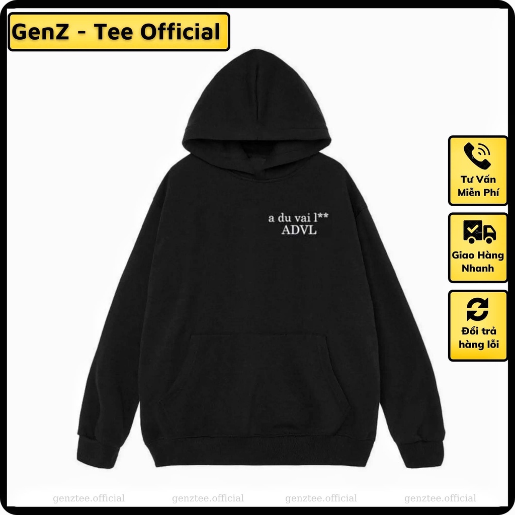 Áo hoodie nỉ Á Dù Vãi Lon vải nỉ bông dày dặn phong cách trẻ trung, nam nữ mặc form cực đẹp