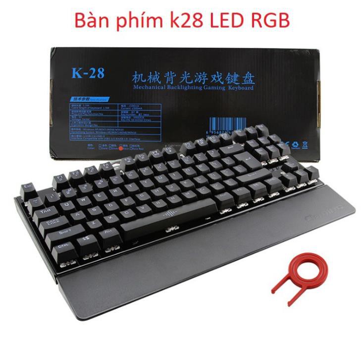 Bàn Phím Cơ Game Thủ K28 87 phím - K29 104 phím + Tặng đế kê tay nhựa