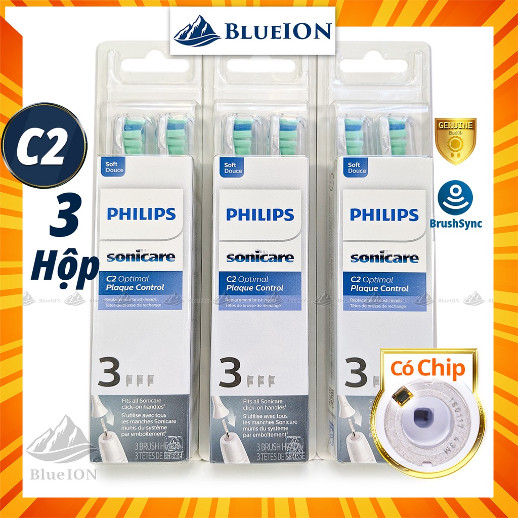 Combo 3 Hộp Đầu bàn chải điện Philips Sonicare C2 Optimal Plaque Control - Liên Hệ Có Giá Sỉ