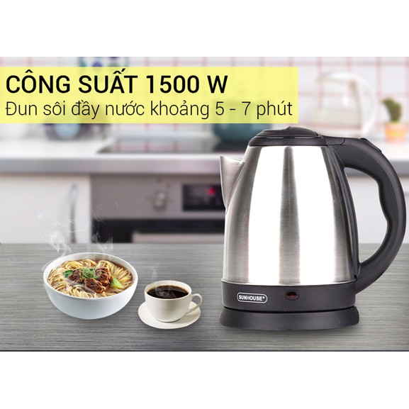 Ấm siêu tốc  Inox SUNHOUSE SHD 1182