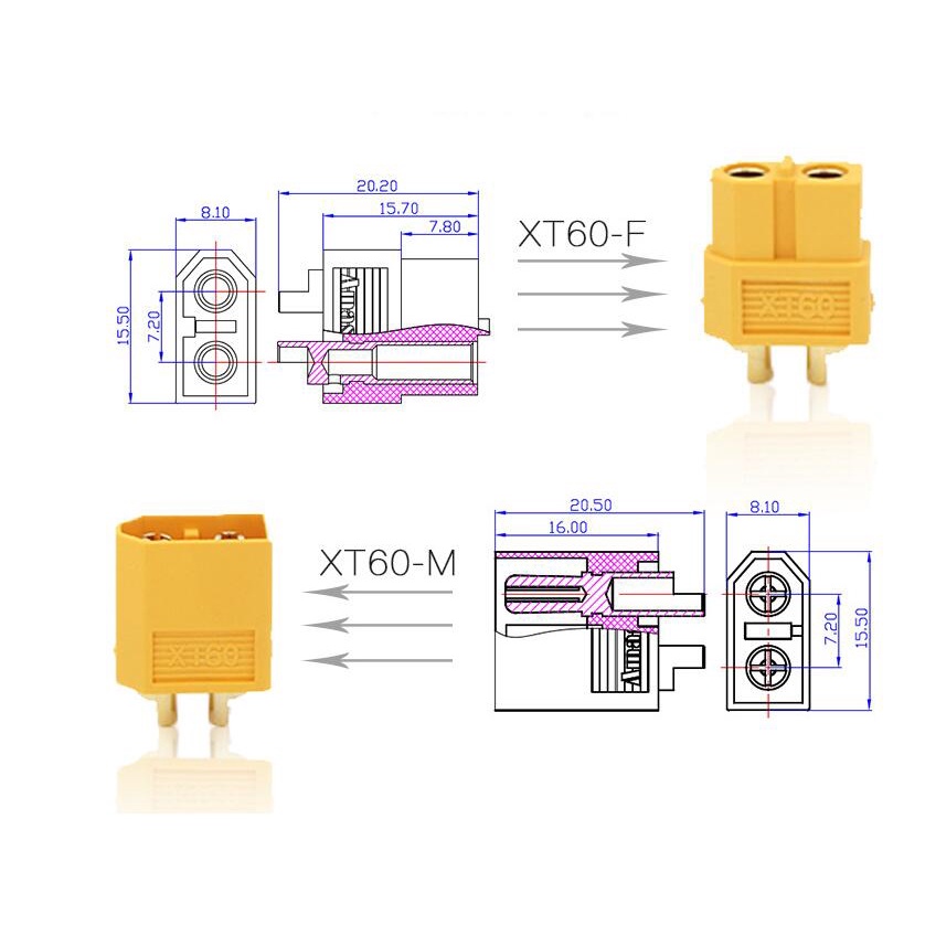 5 Cặp Đầu Nối XT60 XT-60 Cho Máy Bay Điều Khiển Từ Xa