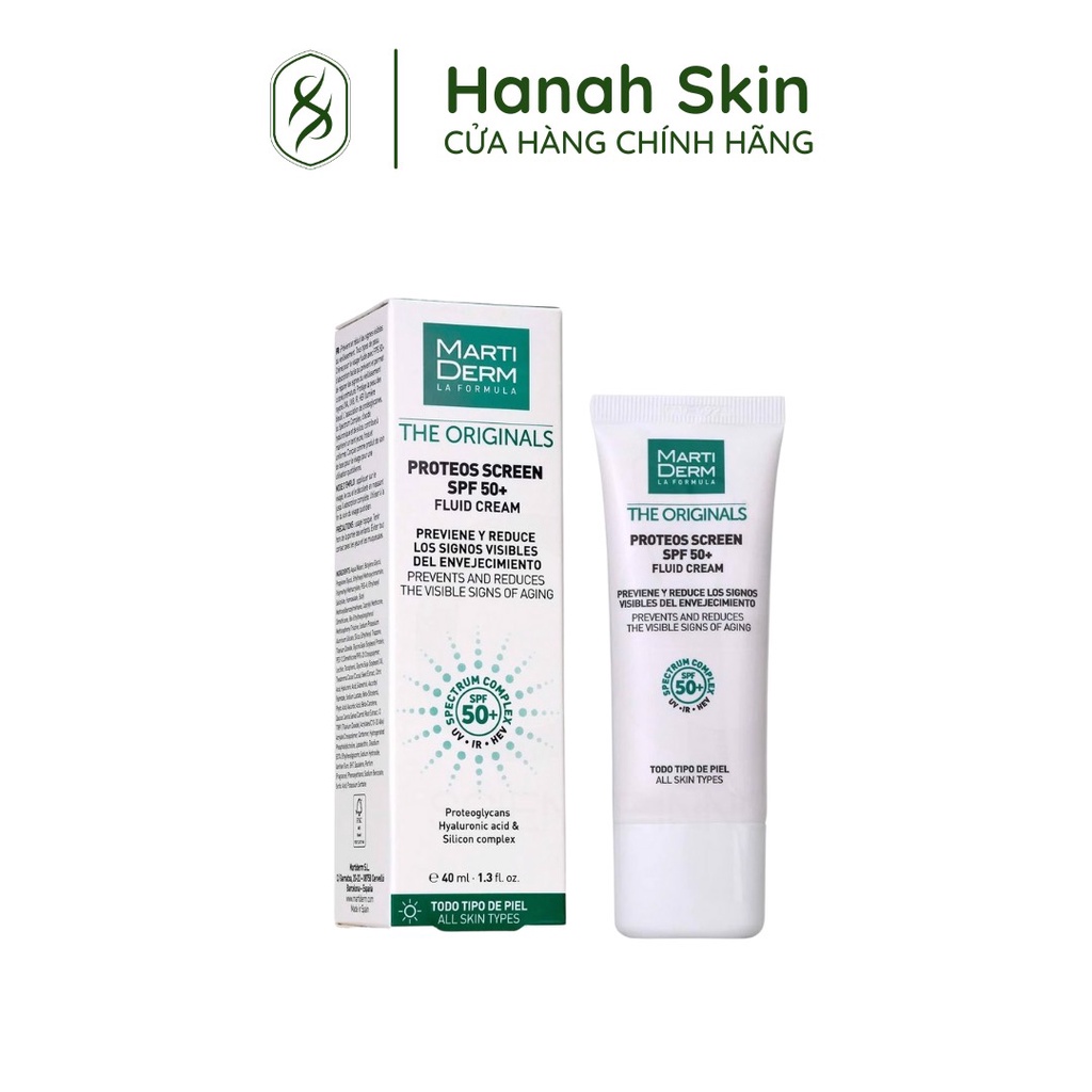 Kem Chống Nắng Phổ Rộng Toàn Diện Ngừa Lão Hóa, Phòng Chống Nám Quay Lại - MartiDerm The Originals Proteos Screen SPF50+