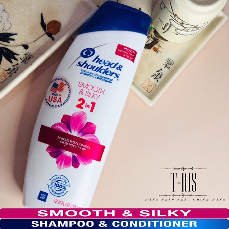 [380ml-650ml- Chuẩn Mỹ] Dầu gội&xả Head and Shoulder sạch gàu 2IN1 Smooth Silky 380ml - 650ml- Mỹ