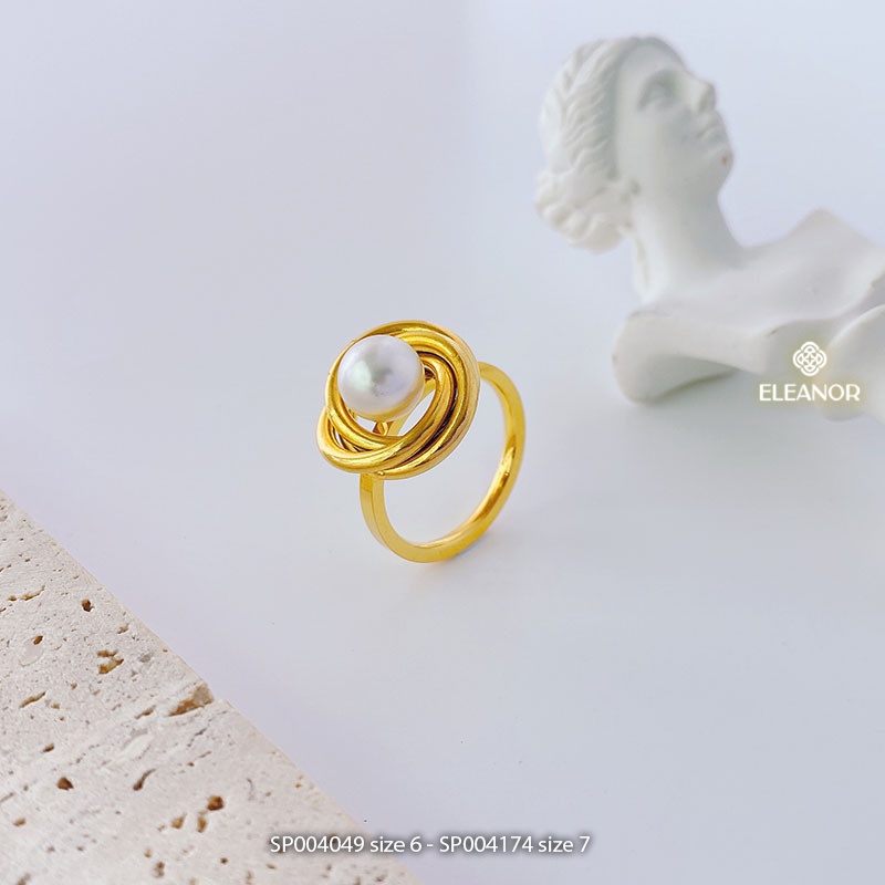 Nhẫn nữ titan Eleanor Accessories ngọc trai nhân tạo phụ kiện trang sức 4049