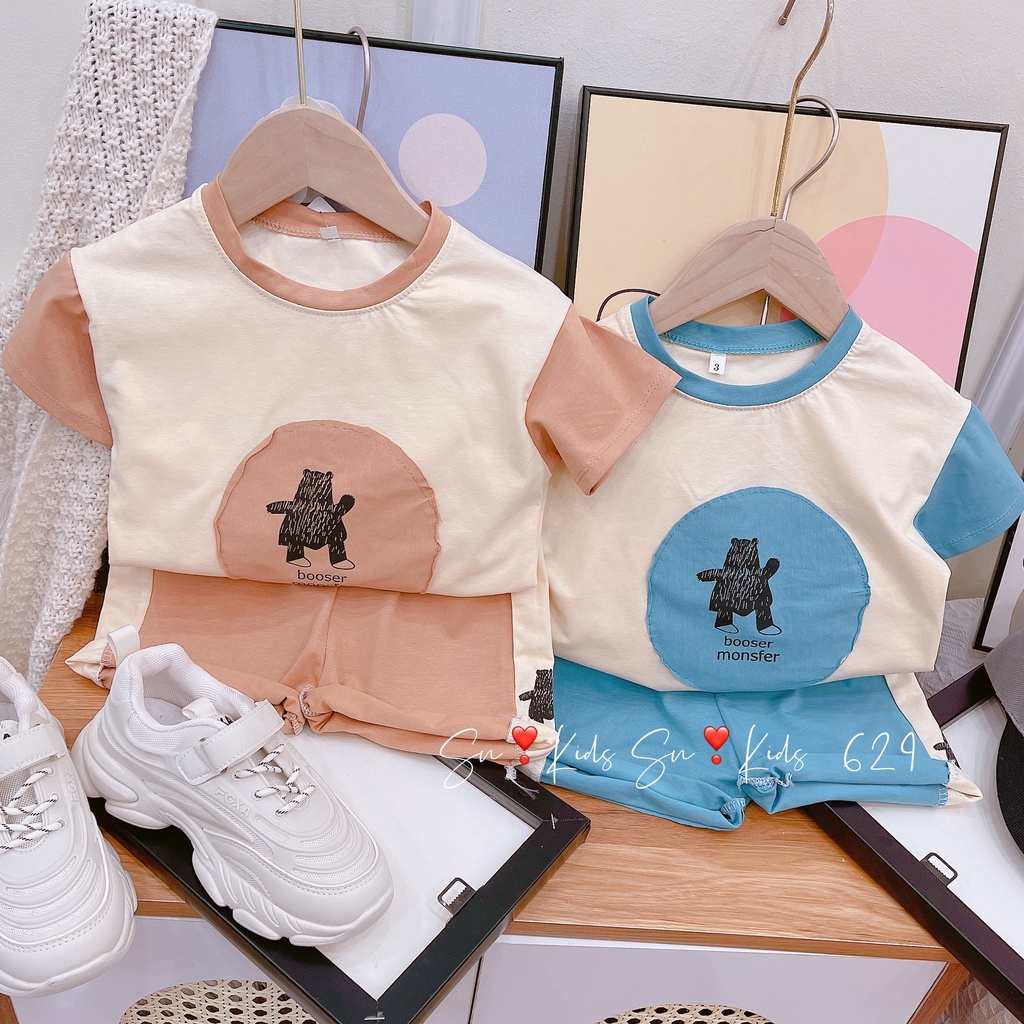 Bộ cộc tay bé trai, bộ cotton COOK vải Quảng Châu loại 1 thấm hút mồ hôi tốt cho bé