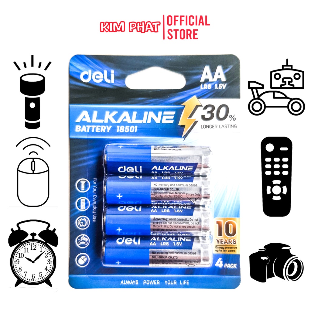 Pin Kiềm AA 1,5V Alkaline DELI