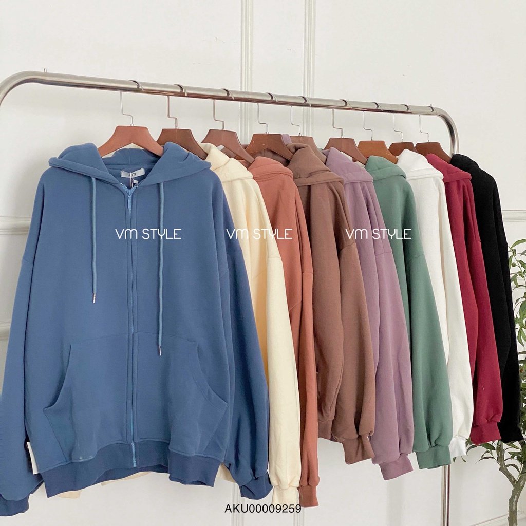Áo khoác hoodie nỉ form rộng VM Shopcó nón 2 túi trơn nhiều màu thời trang nữ ulzzang KNU00012